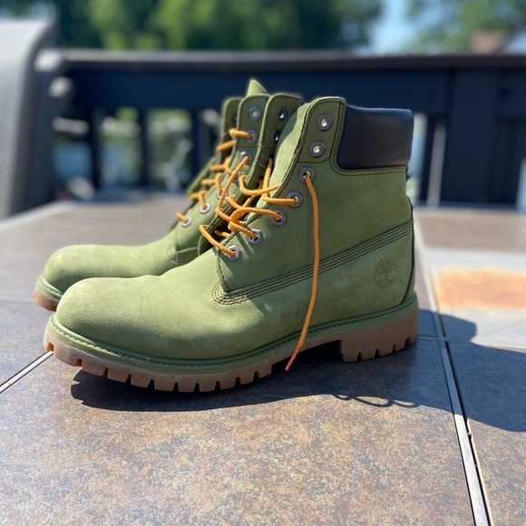 Men’s Military Green Timberland Boots Sz 8.5 - Picture 2 of 3